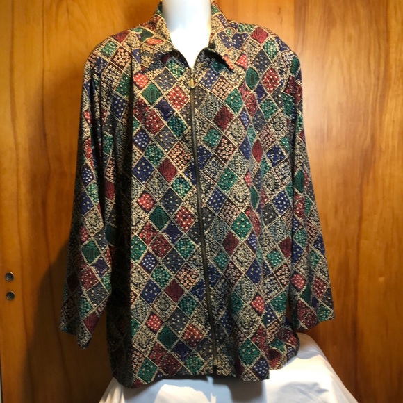 Silver Threads Zip Up Long Sleeve Jacket Top 2XL - Picture 3 of 6